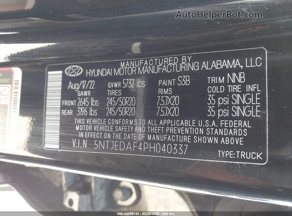 5NTJEDAF4PH040337 2023 HYUNDAI SANTA CRUZ Black Widok komory silnika