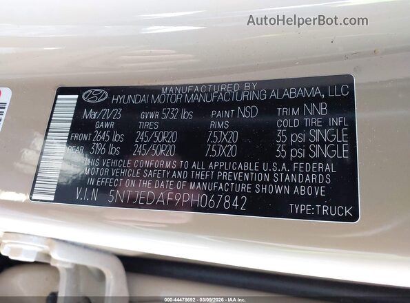5NTJEDAF9PH067842 2023 HYUNDAI SANTA CRUZ Tan ძრავის განყოფილების ხედი