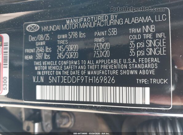 5NTJEDDF9TH169826 2026 HYUNDAI SANTA CRUZ Black Widok komory silnika
