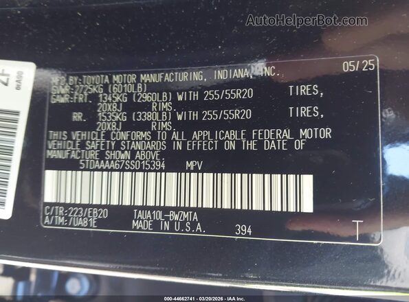 5TDAAAA67SS015394 2025 LEXUS TX 350 Black Շարժիչի բաժամունքի տեսք
