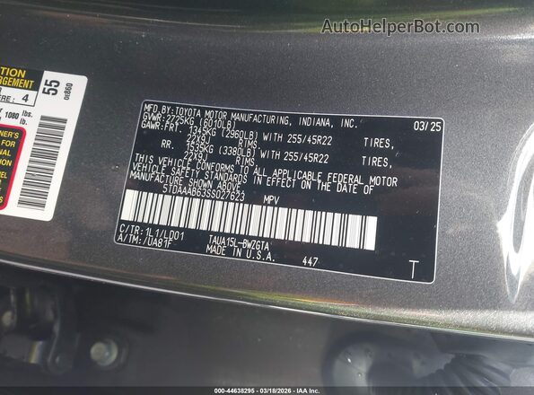 5TDAAAB63SS027623 2025 LEXUS TX 350 Gray ძრავის განყოფილების ხედი
