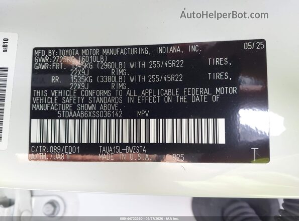5TDAAAB6XSS036142 2025 LEXUS TX 350 White Շարժիչի բաժամունքի տեսք