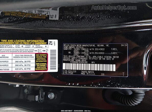 5TDABAB61RS004266 2024 LEXUS TX 500H Black Vista del compartimento del motor