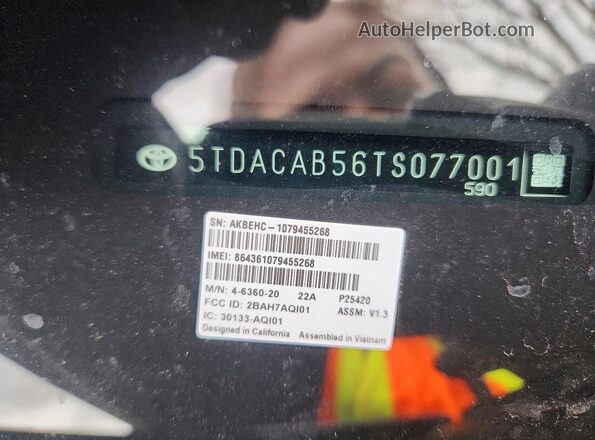 5TDACAB56TS077001 2026 TOYOTA LIMITED Blue Vista interior de 360 grados