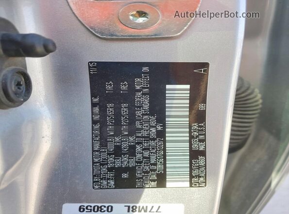 5TDBY5G17GS132872 2016 TOYOTA SEQUOIA Серебряный Вид наклейки с VIN-кодом