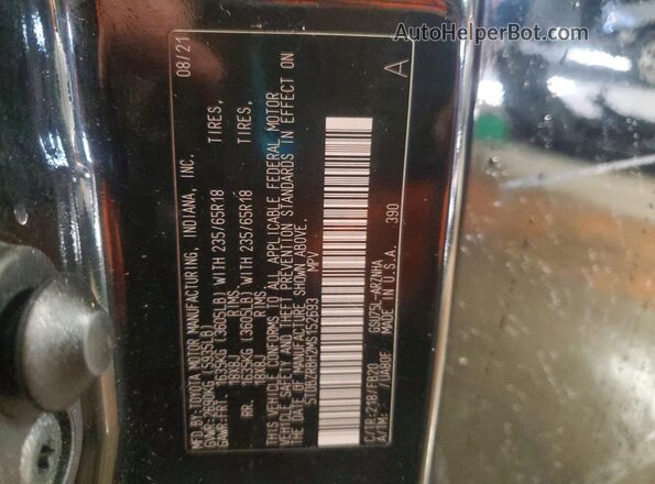5TDBZRBH2MS152693 2021 TOYOTA HIGHLANDER Black Widok wnętrza 360 stopni