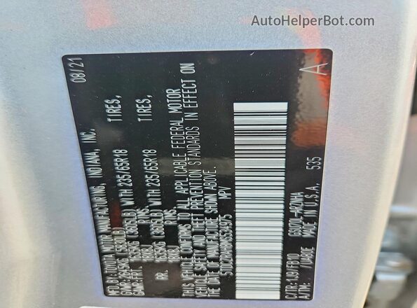 5TDCZRAH8MS534975 2021 TOYOTA HIGHLANDER Silver Widok naklejki z numerem VIN