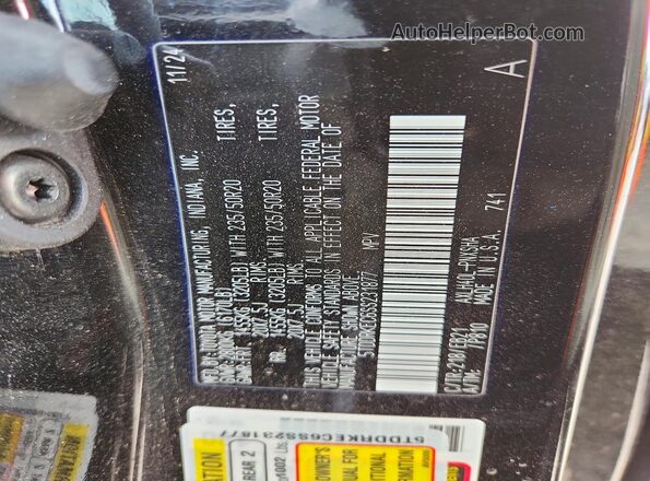 5TDDRKEC6SS231877 2025 TOYOTA SIENNA Black Vista de la etiqueta del VIN