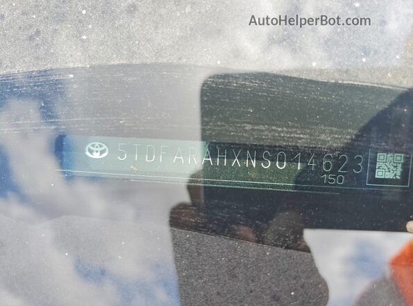 5TDFARAHXNS014623 2022 TOYOTA HIGHLANDER HYBRID Black VIN կոդի պիտակի տեսք