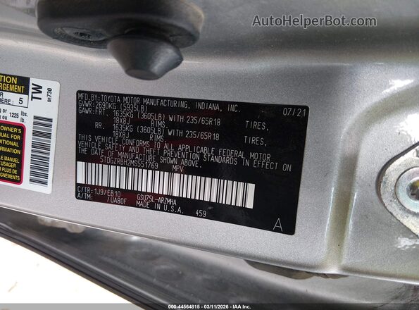 5TDGZRBH2MS551769 2021 TOYOTA LE Silver Շարժիչի բաժամունքի տեսք