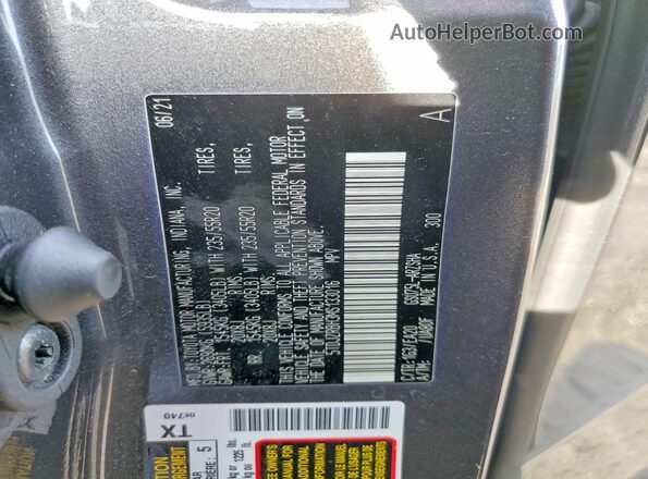 5TDJZRBH3MS133016 2021 TOYOTA HIGHLANDER Серый Вид наклейки с VIN-кодом
