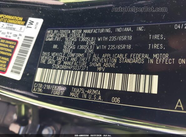 5TDKDRBH4PS037371 2023 TOYOTA LE Black Engine compartment view