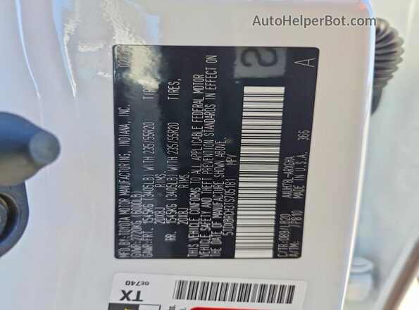 5TDXBRCH3TS705181 2026 TOYOTA LIMITED White Вид наклейки з VIN-кодом