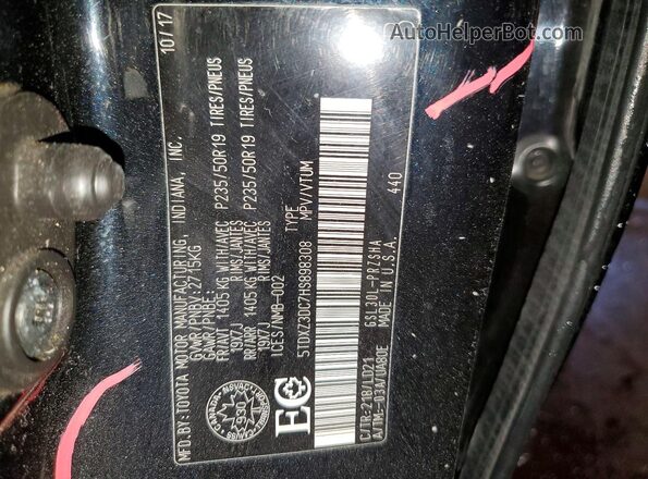 5TDXZ3DC7HS898308 2017 TOYOTA SIENNA Black Widok wnętrza 360 stopni
