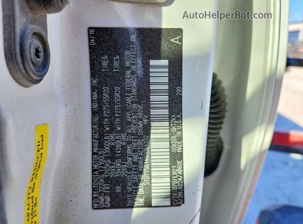 5TDYY5G14GS064332 2016 TOYOTA SEQUOIA Белый Вид наклейки с VIN-кодом