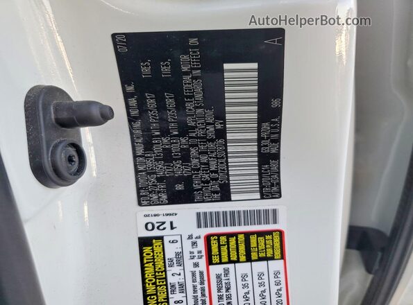 5TDYZ3DCXLS078706 2020 TOYOTA SIENNA White Widok naklejki z numerem VIN