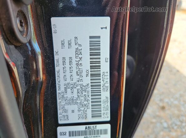 5TFAY5F14KX817296 2019 TOYOTA TUNDRA Black Widok naklejki z numerem VIN
