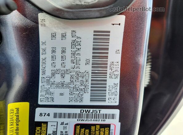 5TFEM5F19HX113147 2017 TOYOTA TUNDRA Gray Vista de la etiqueta del VIN
