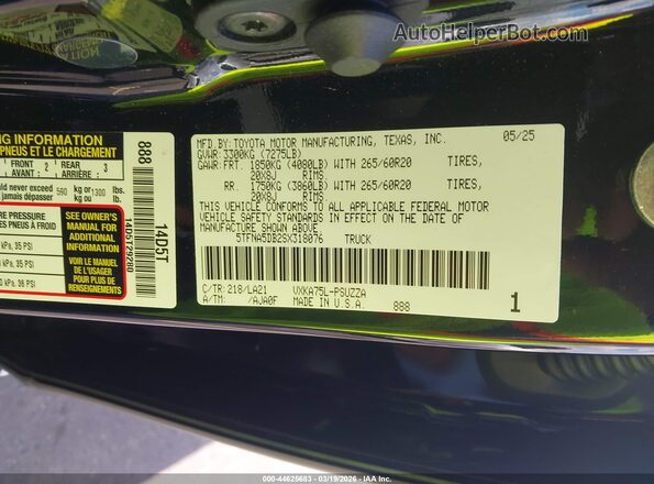 5TFNA5DB2SX318076 2025 TOYOTA TUNDRA Black 