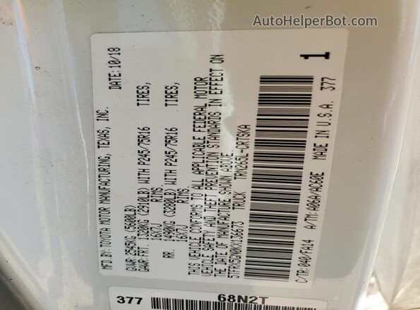 5TFRX5GN0KX136673 2019 TOYOTA TACOMA White Շարժիչի բաժամունքի տեսք