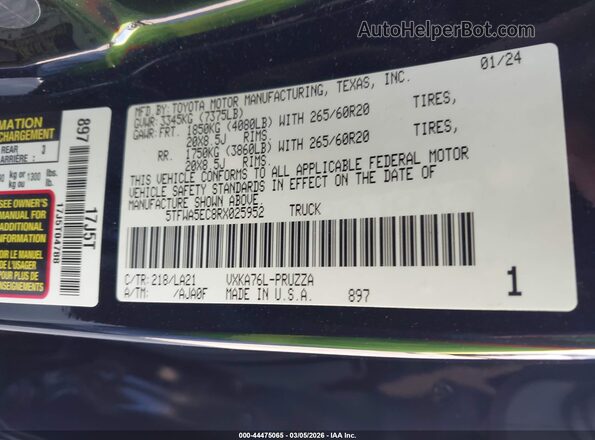 5TFWA5EC8RX025952 2024 TOYOTA TUNDRA Black ძრავის განყოფილების ხედი