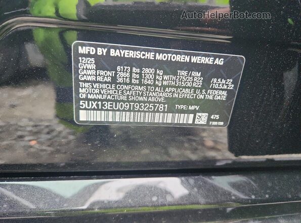 5UX13EU09T9325781 2026 BMW X5 Черный Панорамный вид салона 360°