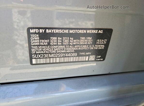 5UX23EM02S9Y44089 2025 BMW X7 Gray VIN կոդի պիտակի տեսք