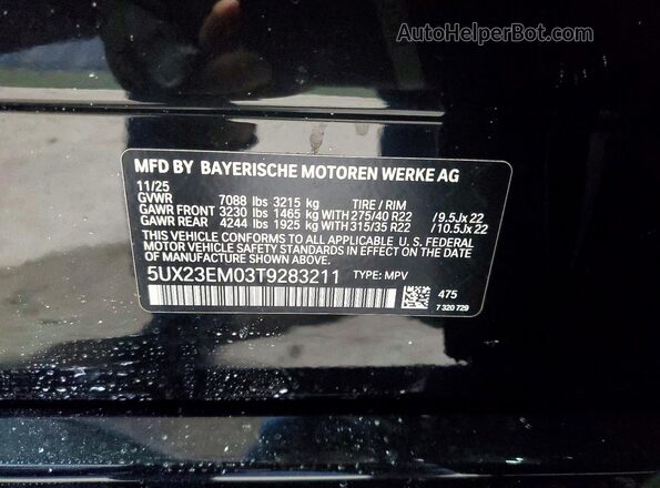 5UX23EM03T9283211 2026 BMW X7 Black 