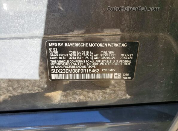 5UX23EM08P9R18462 2023 BMW X7 Gray Սալոնի 360 աստիճան տեսք