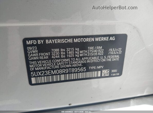 5UX23EM08R9T89565 2024 BMW X7 White 