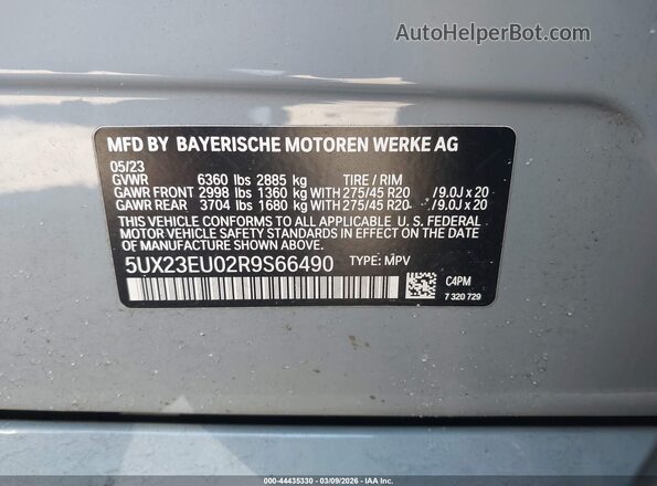 5UX23EU02R9S66490 2024 BMW X5 Gray 