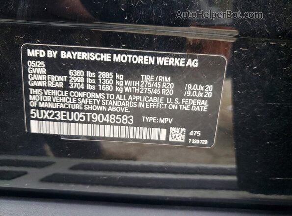 5UX23EU05T9048583 2026 BMW X5 Gray Engine compartment view