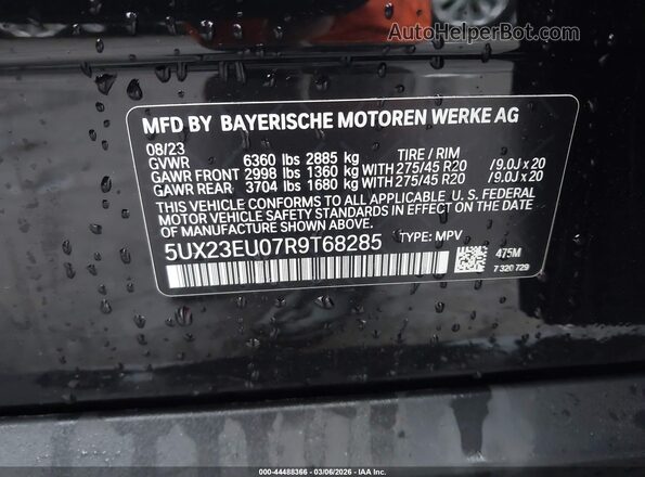 5UX23EU07R9T68285 2024 BMW X5 Black Շարժիչի բաժամունքի տեսք