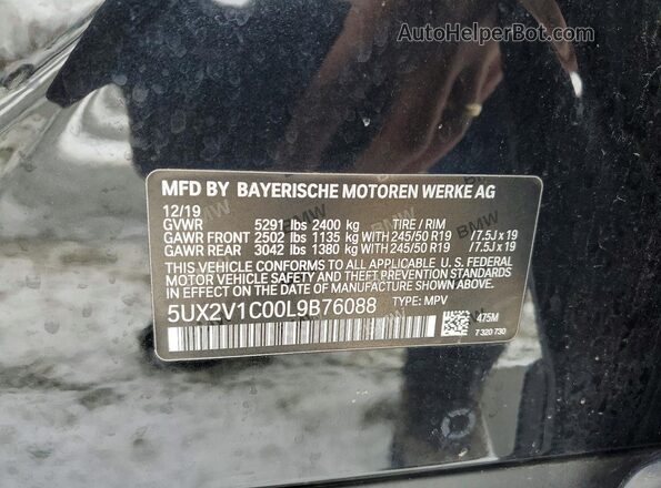 5UX2V1C00L9B76088 2020 BMW X4 Black 360 interior view