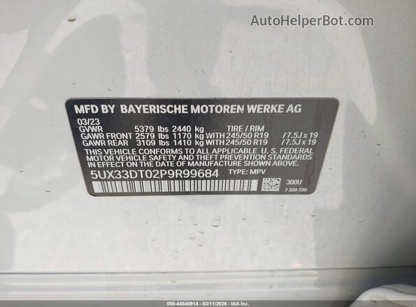 5UX33DT02P9R99684 2023 BMW X4 Белый 