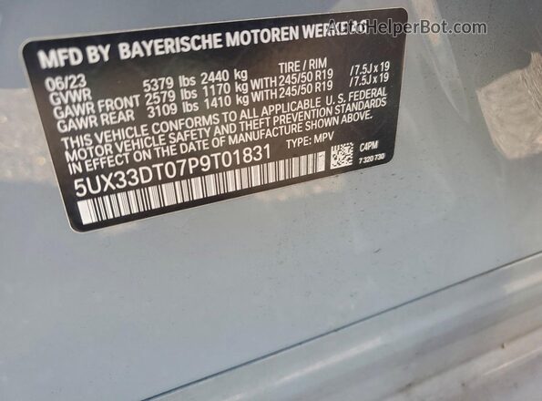 5UX33DT07P9T01831 2023 BMW X4 Gray Vista del compartimento del motor