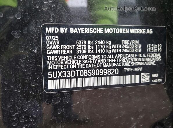 5UX33DT08S9099820 2025 BMW X4 Charcoal 