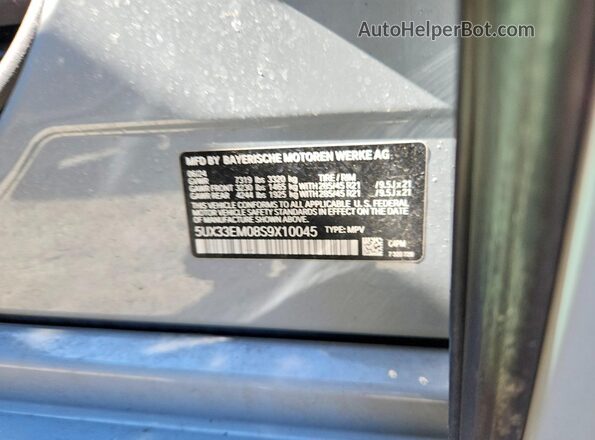 5UX33EM08S9X10045 2025 BMW X7 Silver Vista de la etiqueta del VIN