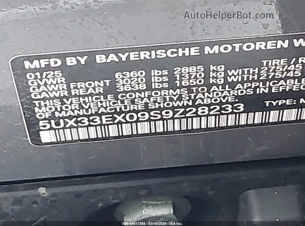 5UX33EX09S9Z28233 2025 BMW X6 Gray ძრავის განყოფილების ხედი