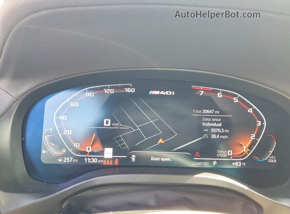5UX43DT04P9N89876 2023 BMW X4 Blue Вид щитка приладів