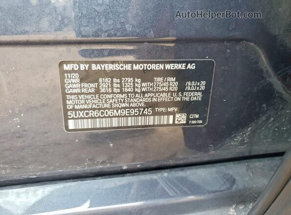 5UXCR6C06M9E95745 2021 BMW X5 Gray Widok komory silnika