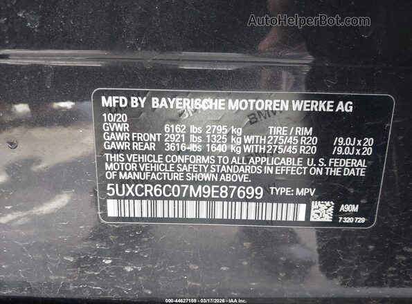 5UXCR6C07M9E87699 2021 BMW X5 Black Вид підкапотного простору