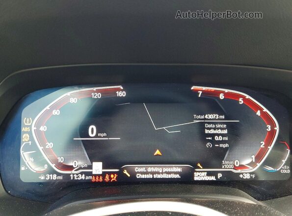 5UXCR6C0XM9E05612 2021 BMW X5 White Widok zestawu wskaźników