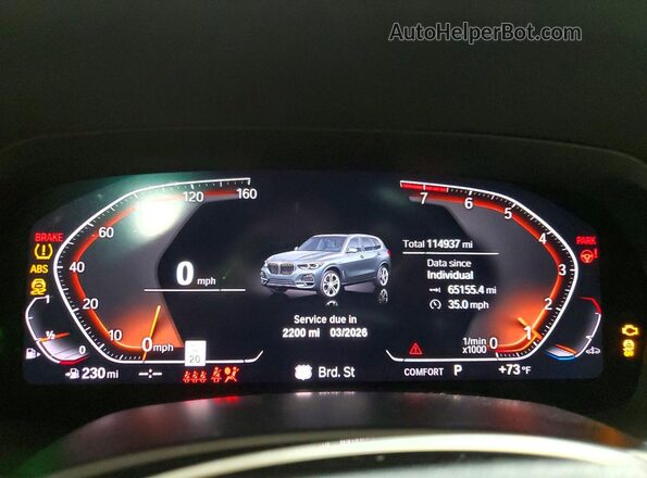 5UXCR6C59KLL01556 2019 BMW X5 Charcoal Вид щитка приладів
