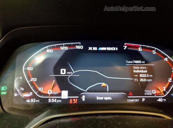 5UXCY8C0XN9M57643 2022 BMW X6 Blue Widok zestawu wskaźników
