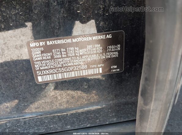 5UXKR0C55G0P32588 2016 BMW X5 Blue 