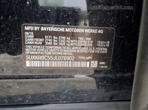 5UXKR0C55JL076902 2018 BMW X5 Black Vista interior de 360 grados