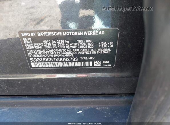 5UXKU0C57K0G92783 2019 BMW X6 Black ძრავის განყოფილების ხედი