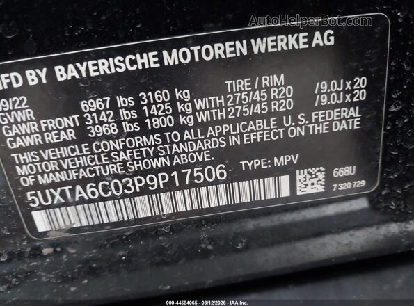 5UXTA6C03P9P17506 2023 BMW X5 Black Engine compartment view