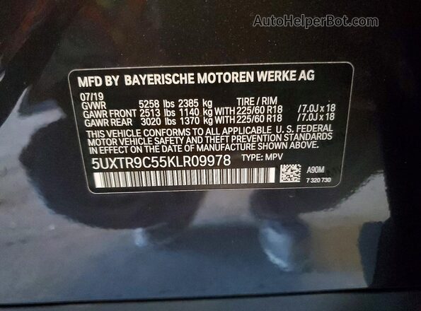 5UXTR9C55KLR09978 2019 BMW X3 Gray 
